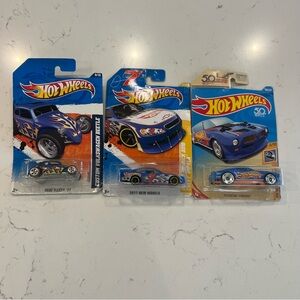 Hot Wheels Blue and White Toy Car Trio